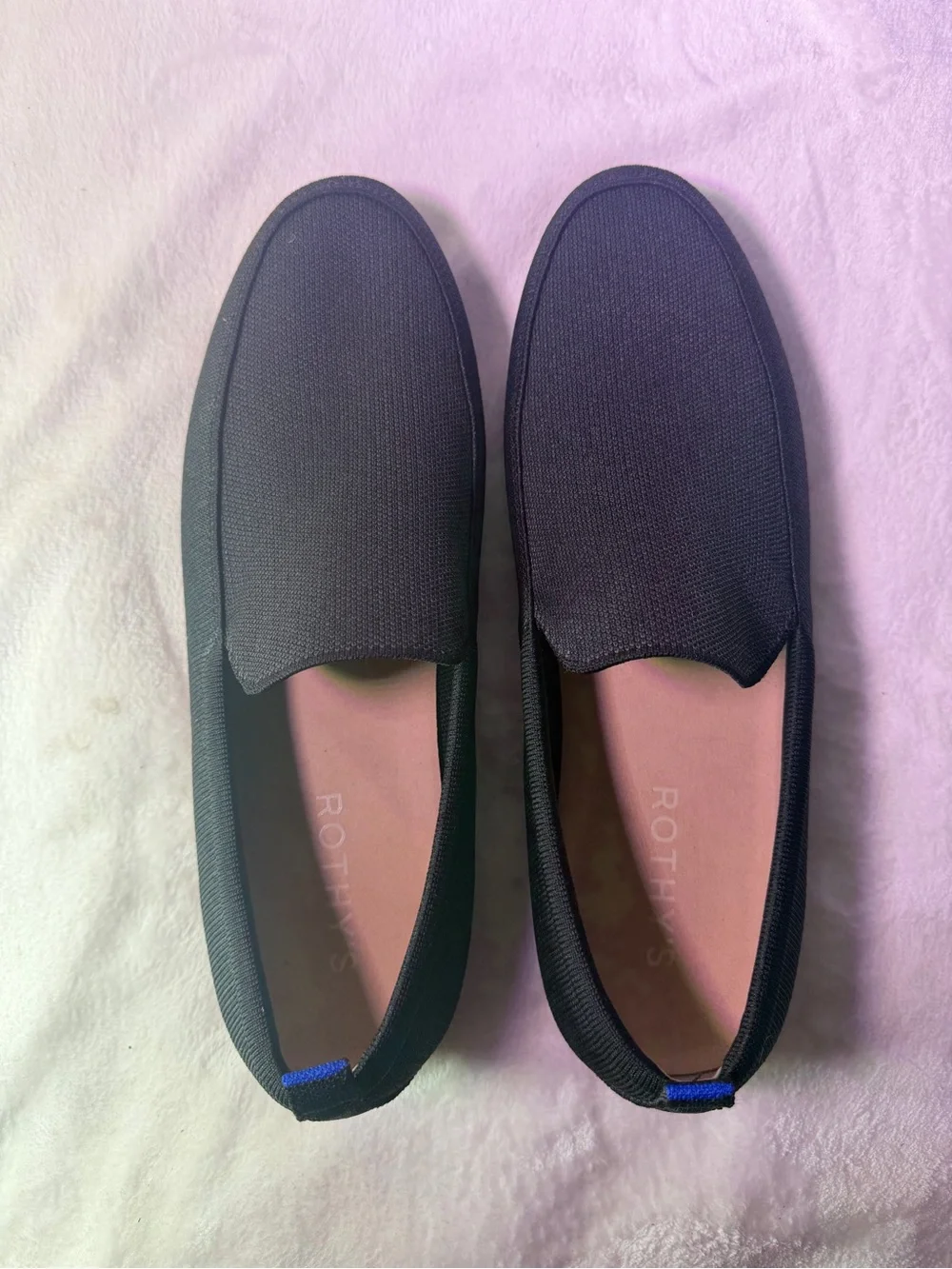 Rothy's Black Men's Slip-On Loafers with Brown Sole